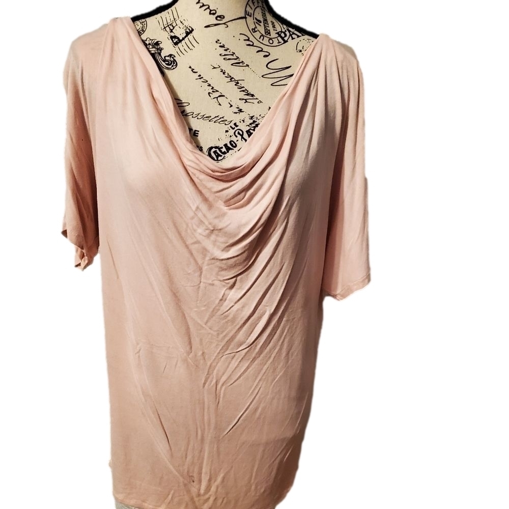 Jaclyn Smith Pink Draped Neckline Blouse Medium - Picture 2 of 6